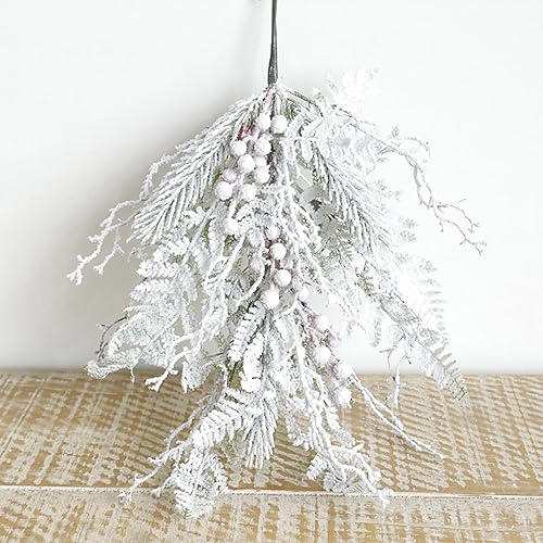 Miniatura 2 de Guirnalda blanca de Navidad para decorar exteriores, guirnalda de lágrimas de Navidad de 1822 pulgadas, adornos colgantes artificiales para puerta