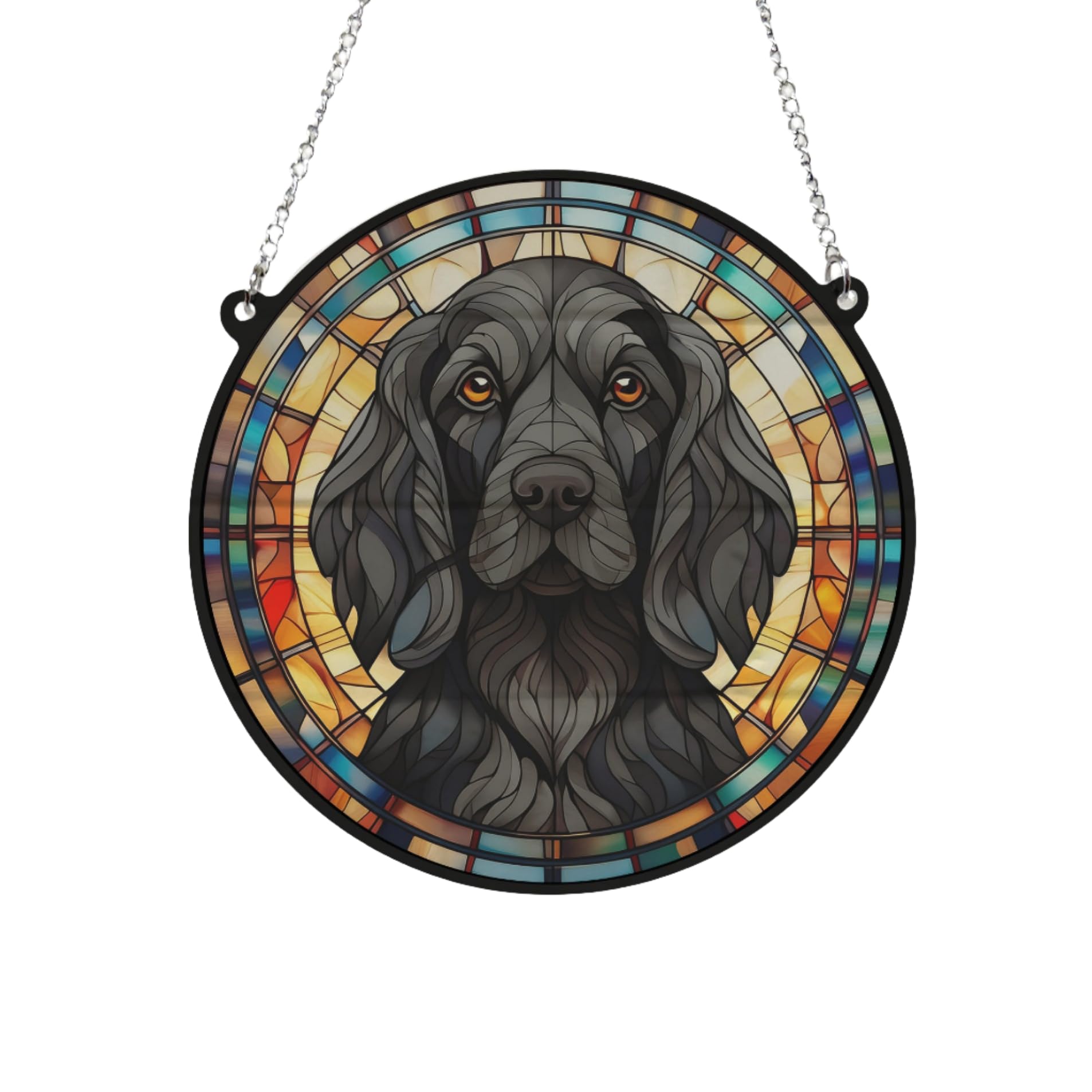 Cocker Spaniel Black Stained Glass Effect Suncatcher Gift for Dog Lovers - 13cm