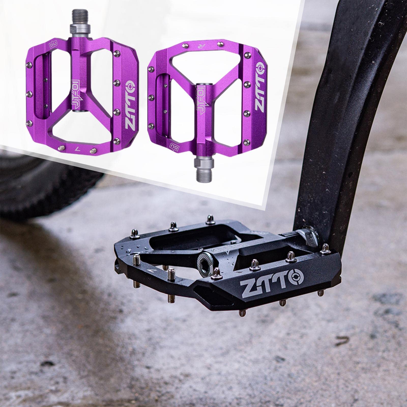 Sharplace MTB-Mountainbike-Pedalplattform, Flache Fahrradpedale, Aluminiumlegierung, rutschfeste 9/16-Metallfahrradpedale mit Lagern für Straße, BMX
