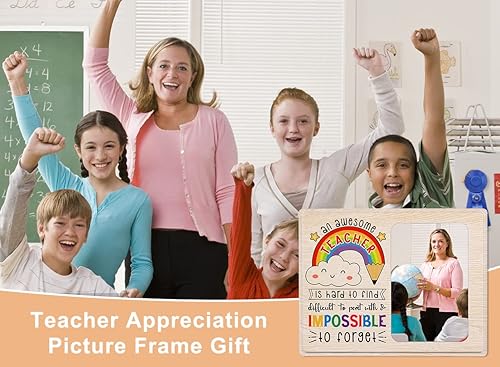 Miniatura 5 de D4DREAM Regalos de agradecimiento para profesores, marco de fotos personalizado de madera de 7 x 9 pulgadas, con capacidad para fotos de 4 x 6