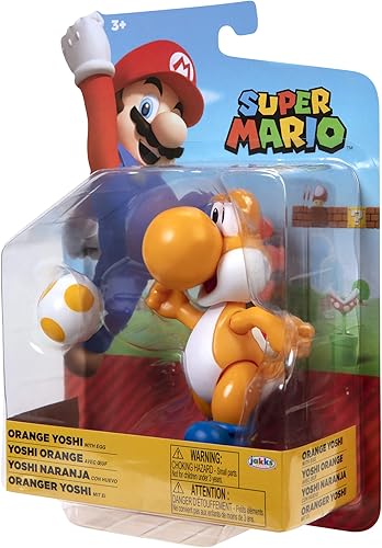 Miniatura 9 de SUPER MARIO Figura de acción de 4 pulgadas naranja Yoshi juguete coleccionable con accesorio de huevo