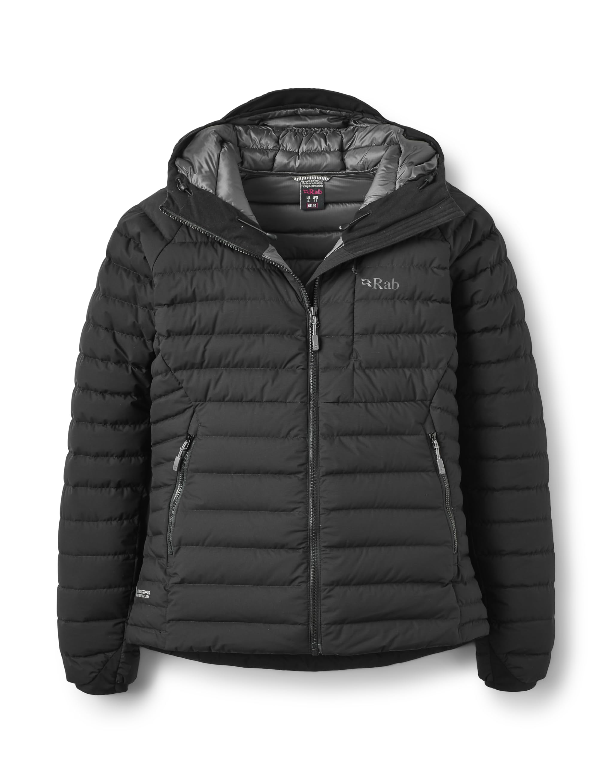 Rab Women's Black Microlight Windstopper Hoody - Gtx Windproof Gore-Tex Down Jacket For Skiing & Climbing - Small