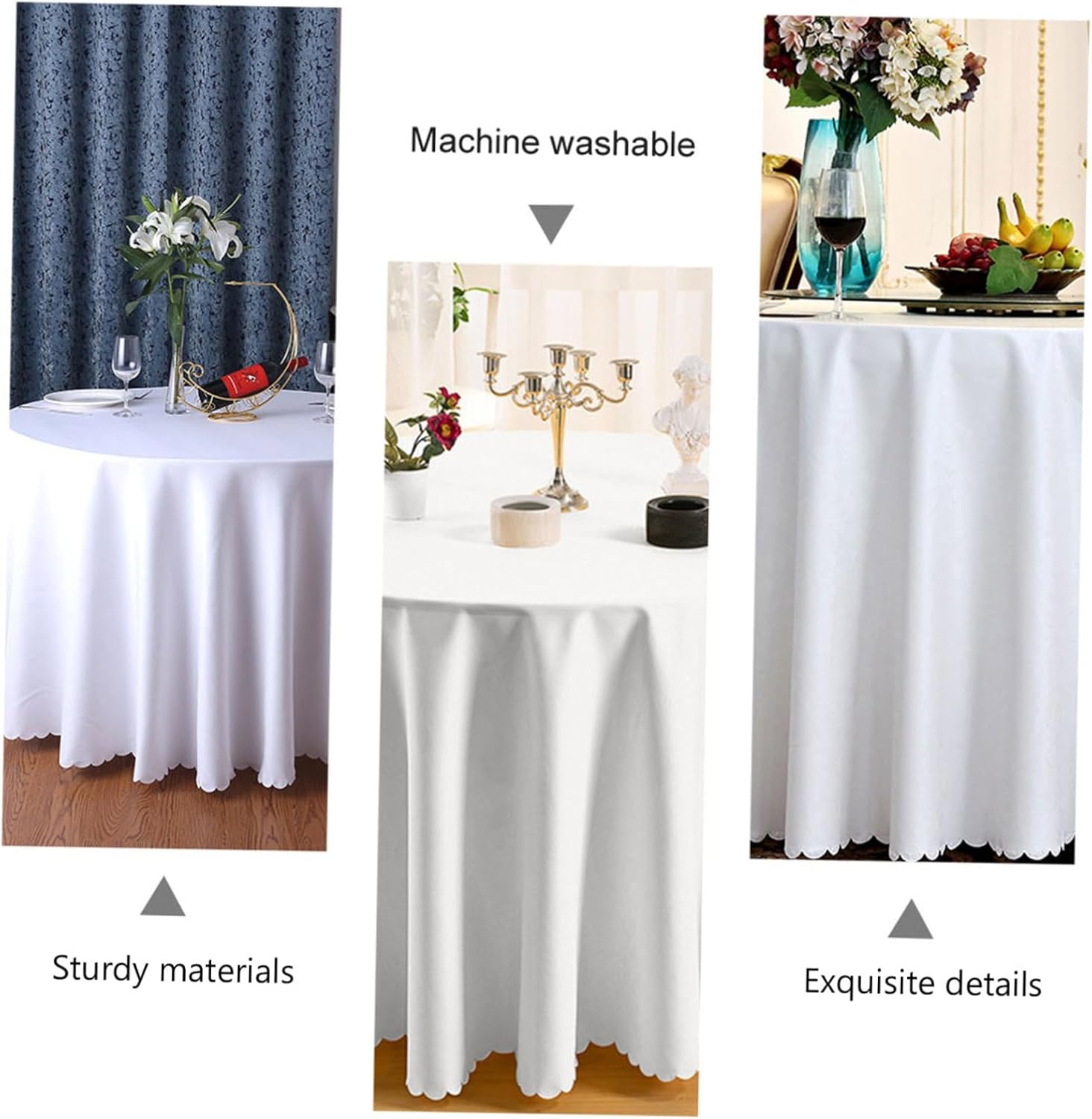 Luxshiny 1Pc Solid Color Round Tablecloth Elegant Polyester Table Cover for Weddings Parties and Home Use Soft Wrinkle Resistant Hotel Tablecloth