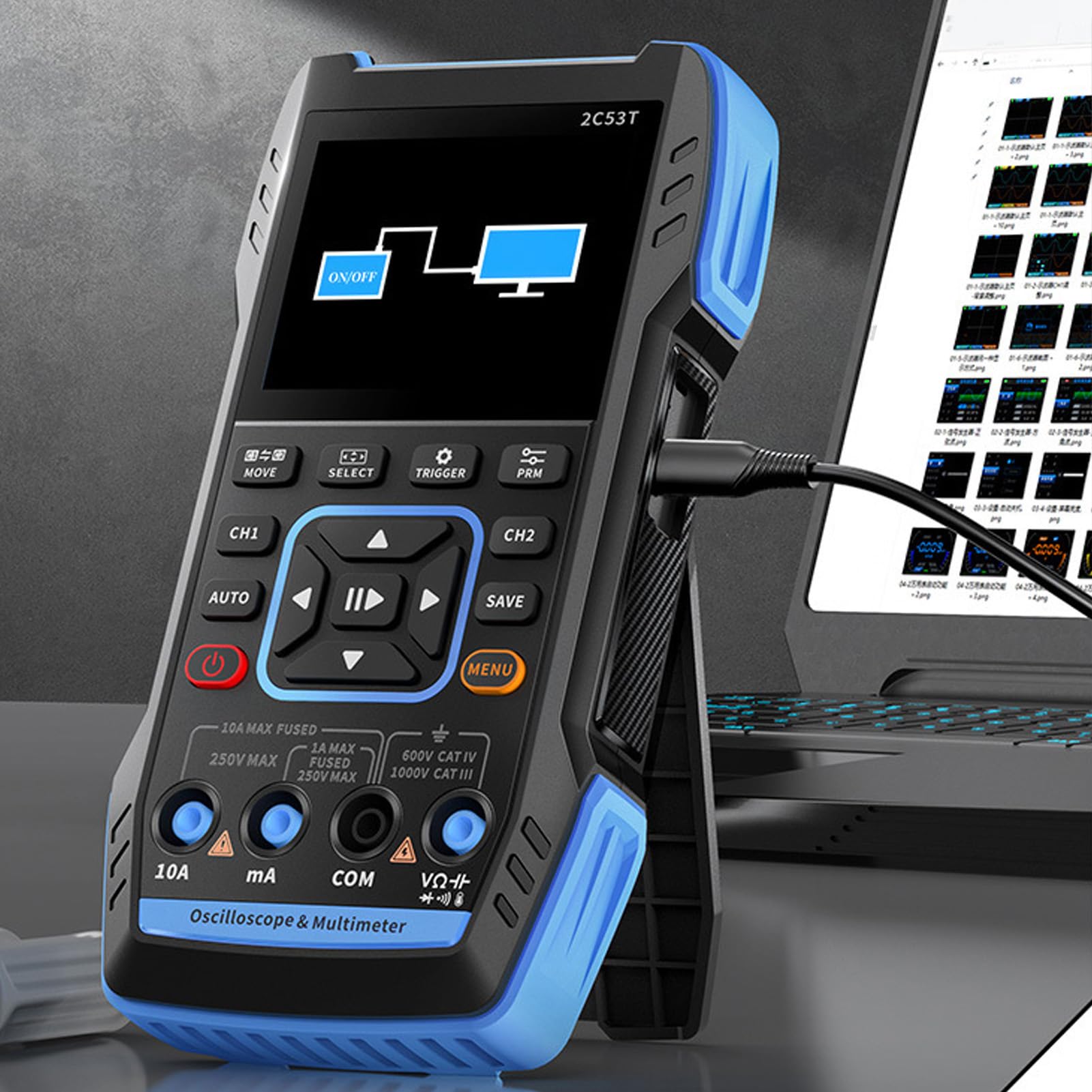 Eujgoov Multímetro de Osciloscopio de Mano Digital Profesional con Generador DDS de 50MHz, Portátil 3 en 1, Adecuado para Trabajo de Trabajo, Aula, Laboratorio con Batería de 3000 MAh