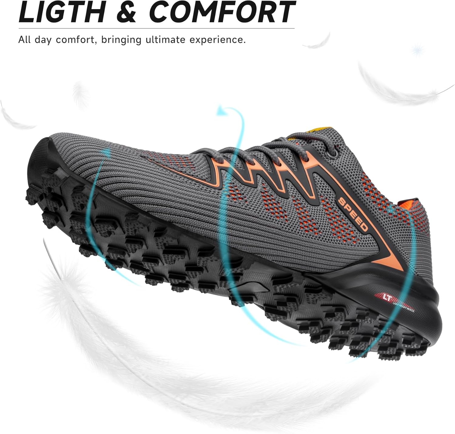 Men's Trail Running Shoes Nonslip Lightweight Hiking Shoes Men Breathable Outdoor Workout Walking Shoes