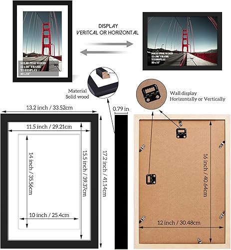 Miniatura 2 de Marco de fotos de 12 x 16 pulgadas, marcos de pintura con diamantes hechos de madera maciza, fotos de 10 x 14 pulgadas con paspartú o de 12 x 16