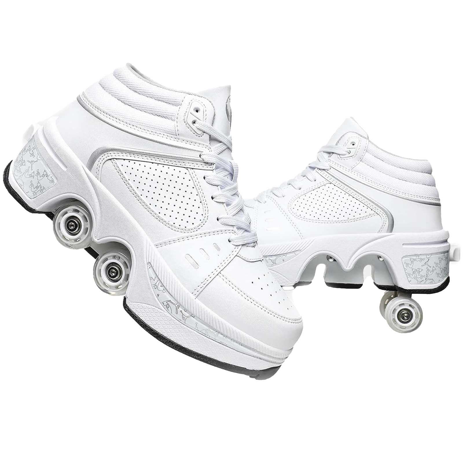 Roller Skates, Roller Skate Shoes for Boys Girls, Wheeled Shoes, Roller Shoes, Outdoor Retractable 4 Wheels Skateboard Sneakers, Shoes with Wheels for Men and Women