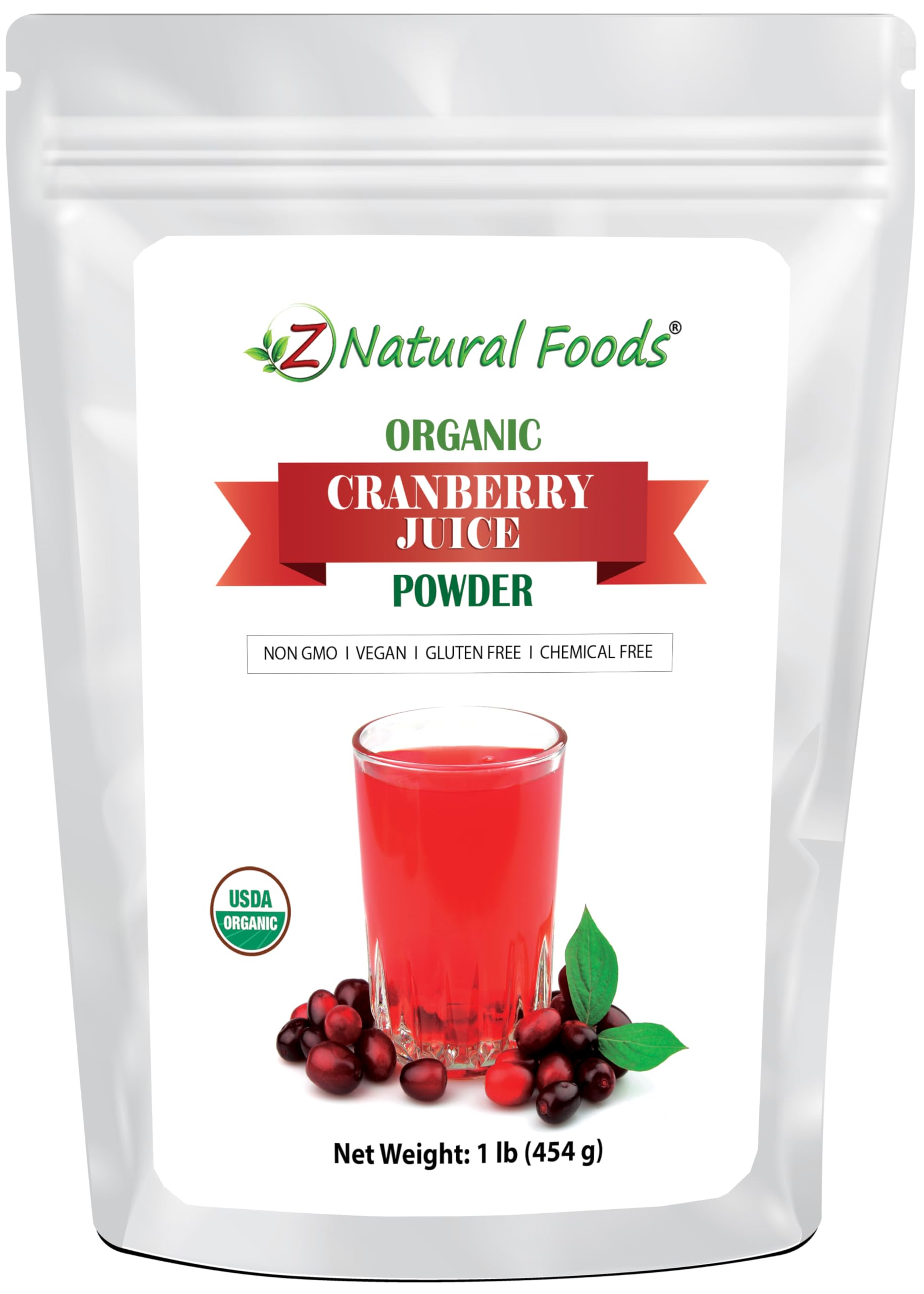 Z Natural Foods Organic Cranberry Juice Powder, Nutrient-Packed Superfood Powder, Perfect for Smoothies, Tea, Juice, Cooking, and Baking, Vegan, Non-GMO, Gluten-Free, 1 lbUSDA Organic