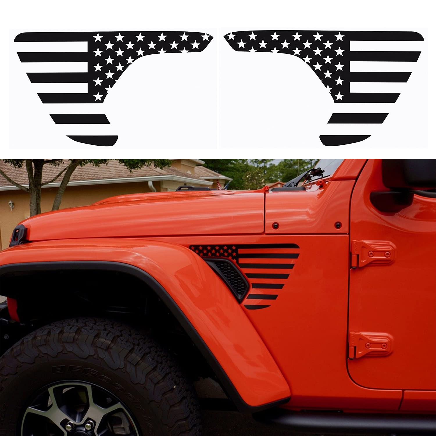 Buy Bonbo Precut Fender Side Vent American Vinyl Decal Fit for Jeep