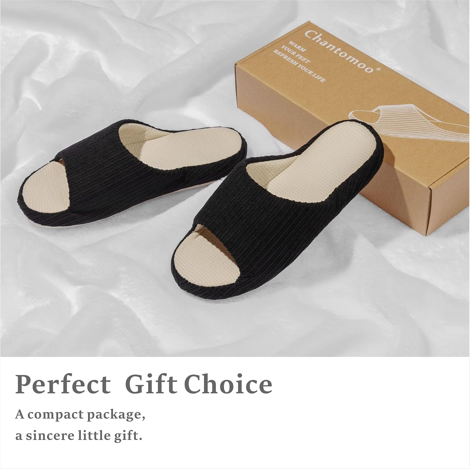 Chantomoo Womens Slipper Memory Foam Comfy Rubber Sole House Bedroom Slipper Slides