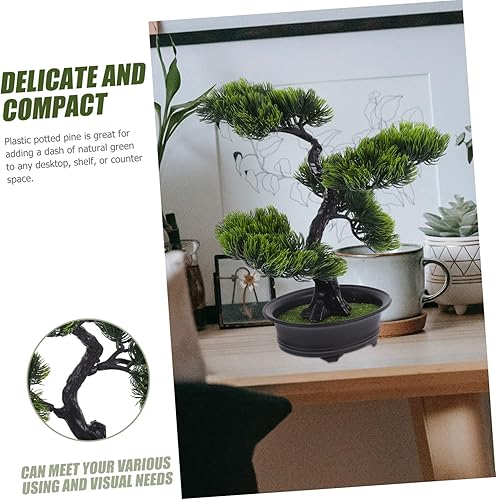Miniatura 2 de HOMSFOU Planta artificial en maceta, plantas artificiales decorativas para interiores y exteriores, decoración japonesa, planta artificial, bonsái,