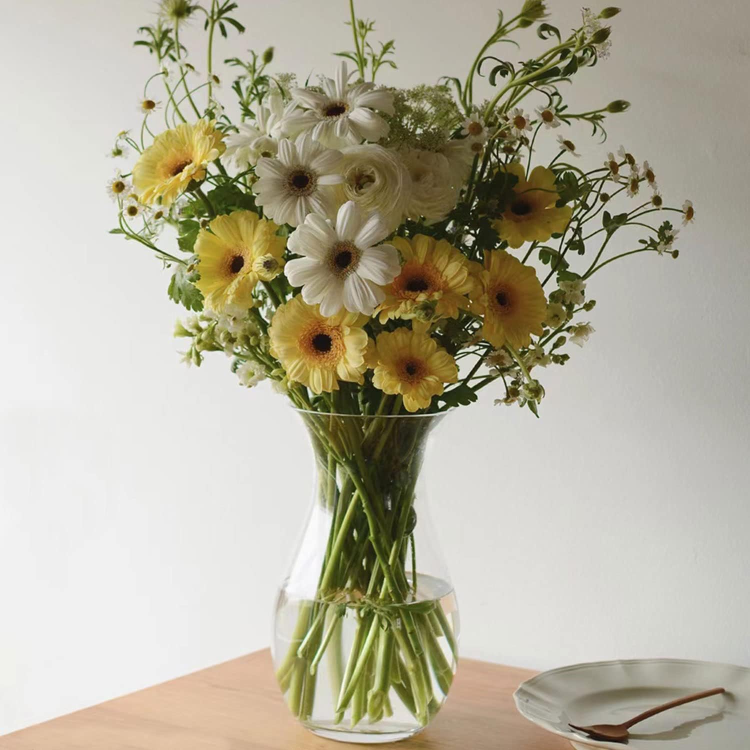 DARENYI Clear Flower Vase, 4.5" Dia 9" H Crystal Transparent Glass Vase Modern Decorative Vase for Flowers, Glass Flower Posy Holder for Home Office Centerpiece Decor - Image 9