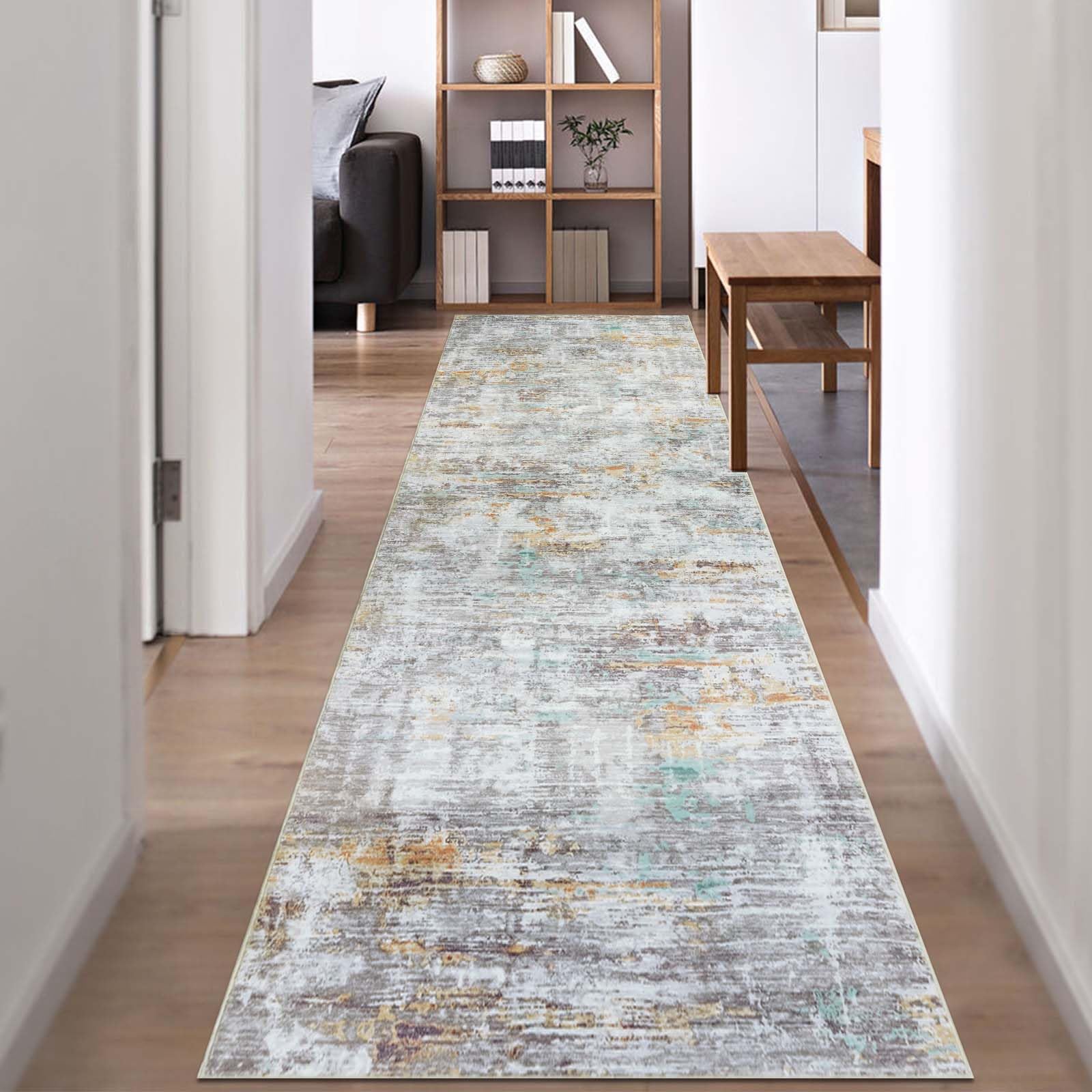 Famibay Hallway Runner Non Slip Runner Rugs for Hallway 60x300cm Grey Washable Hall Carpet Runners Extra Long for Entryway Kitchen Bedroom Laundry Room