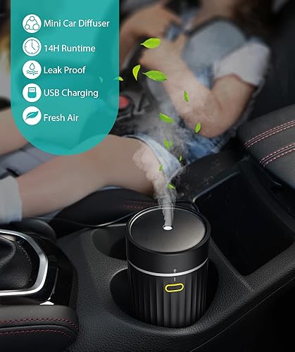 Miniatura 7 de Humidificador con difusor de aceite esencial, difusor de humidificador de coche a prueba de fugas con tiempo de funcionamiento de 14 horas, difusor