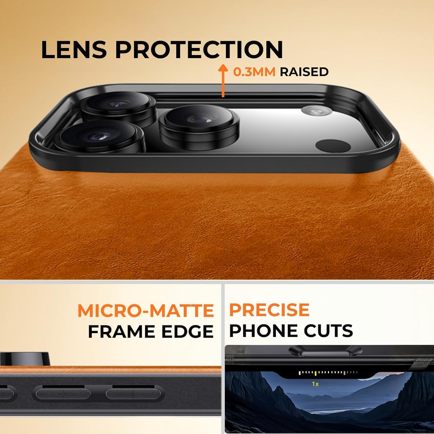 LOOXER® Heritage Leather Classic Case for iPhone 17/17 Air/17 Pro/17 Pro Max | [Luxury PU Leather, Slim Protective Design, Compatible with MagSafe] (Orange, 17 Pro Max)