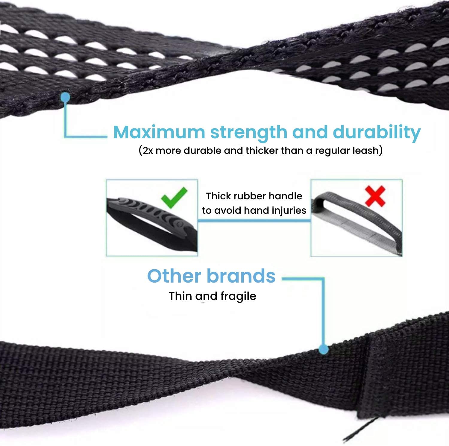 Guinzaglio Anti-Strappo Per Cani Grandi - Elastico Con Doppia Maniglia E Cuciture Riflettenti - Foto 9