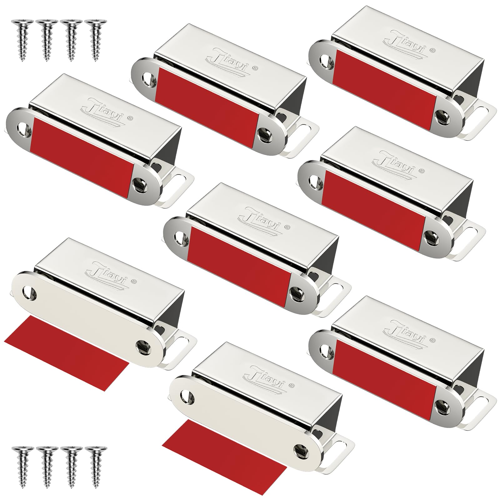 Cupboard Door Magnets Jiayi 8 Pack Magnetic Door Catch Stainless Steel Cabinet Magnet Small Magnetic Latches for Kitchen Wardrobe Drawer Bookcases Closers Magnet Closure
