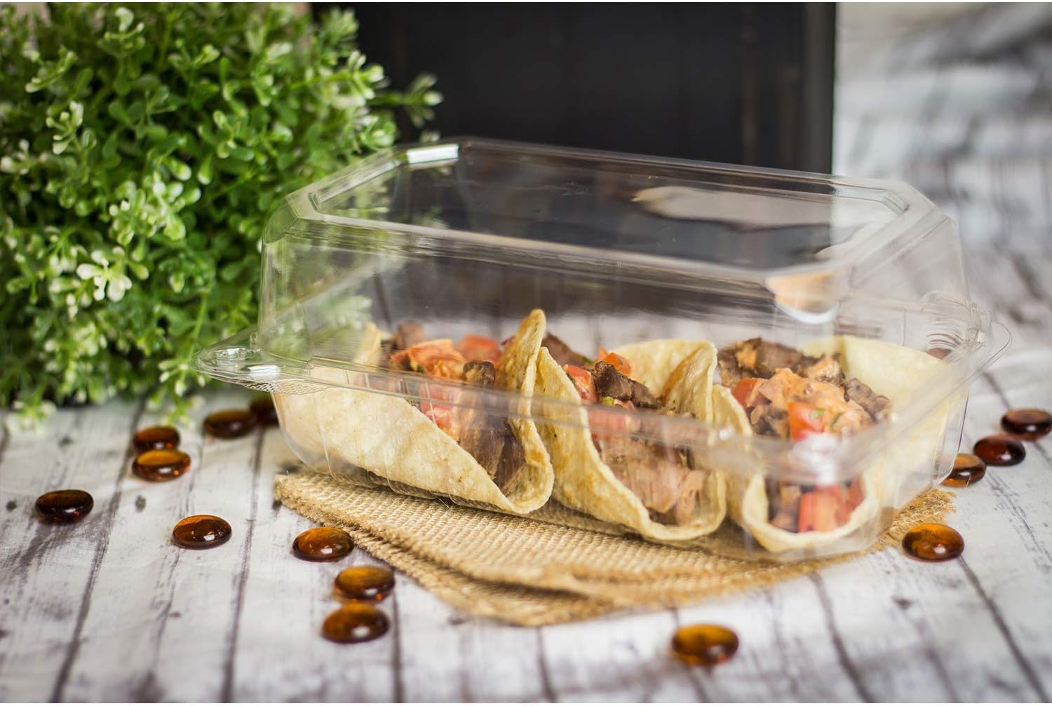 Karat Clamshell Take Out Food Containers [9"x5" - 250 ct] Durable, Stackable, Crack-Resistant To Go Boxes | Clear