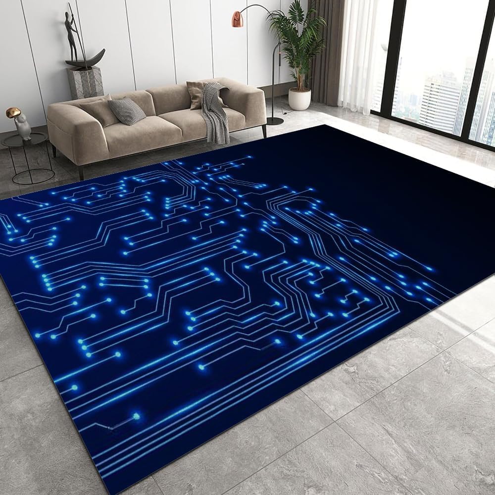 Chip Circuit Board 3D Printing Large Carpet Living Room Area Carpet Soft Flannel Boy Room Gift Rug Cushion Rug50 X 80 Cm / 19.6 X 31.5 - Polyester Soft Touch Easy Clean, Stain Resistant -6.00094