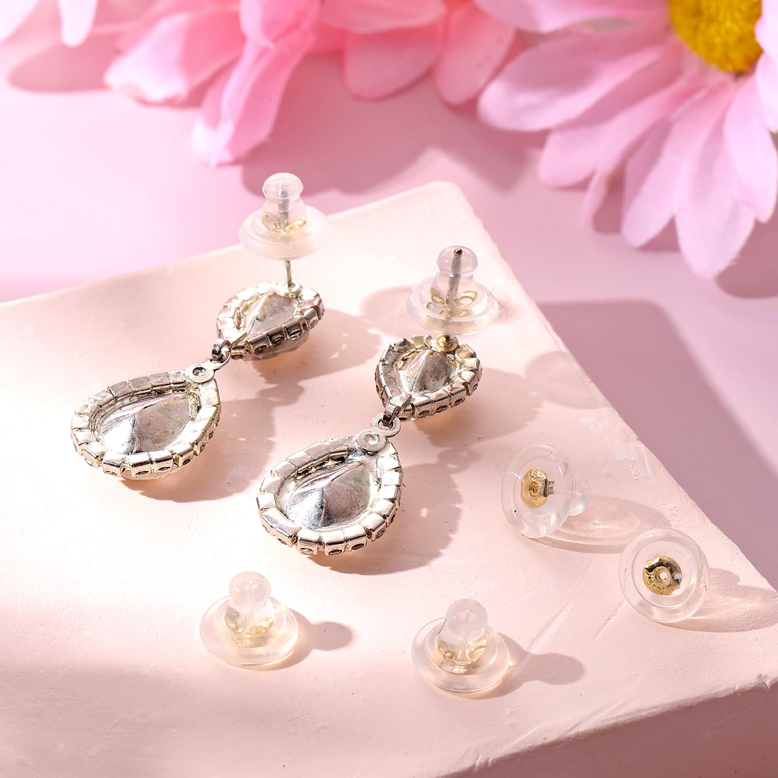 8 Fermoirs De Boucles D'oreilles à Goujon En Silicone - Or Et Transparent - Telooco