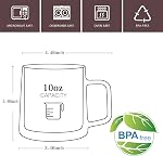 CNGLASS Tasses de café en verre,Doubles coupes de verre isolantes murales avec poignée, Tasses expresso claire pour latte,Cappuccino,Tea Bag (4, 10,1 oz (paquet de 4))
