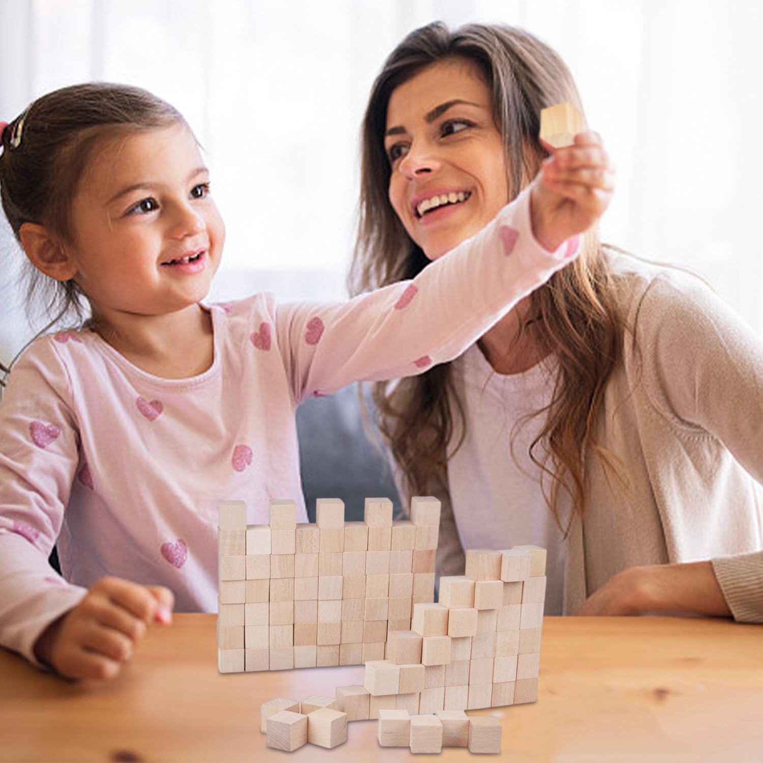 Cubo Legno 300 Cubetti Di Legno Per Fai-da-te 1x1cm, Grezzi, Per - Main Image