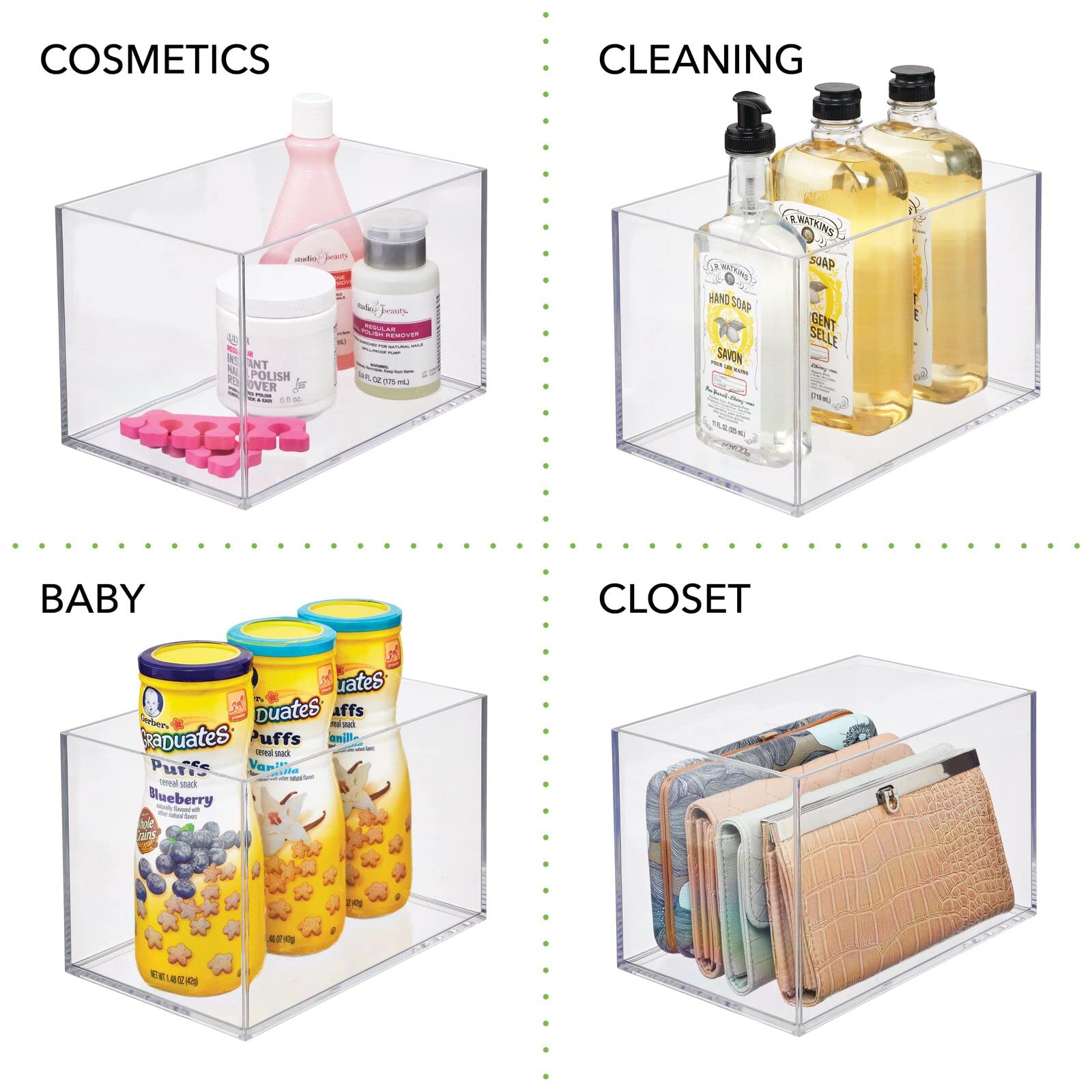 mDesign rangement de bureau – boite de rangement cubique pour les trombones, les pense-bêtes, etc. – boite de stockage en plastique pour le bureau – lot de 3 – transparent