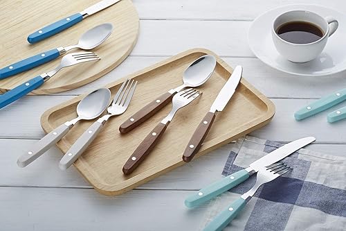 Miniatura 3 de ANNOVA - Juego de cubiertos de acero inoxidable, mango de color, con remaches, estilo retro