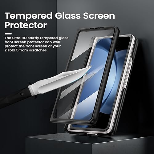 Miniatura 5 de VEGO Funda para Galaxy Z Fold 5 con funda de clip para cinturón, soporte magnético con anillo de 360 y cubierta de cámara y protector de pantalla
