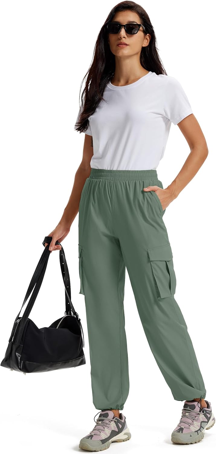 MAGCOMSEN Women's Cargo Pants Quick Dry Lightweight Hiking Travel Pants Water Resistant Safari Joggers with Pockets - Image 8