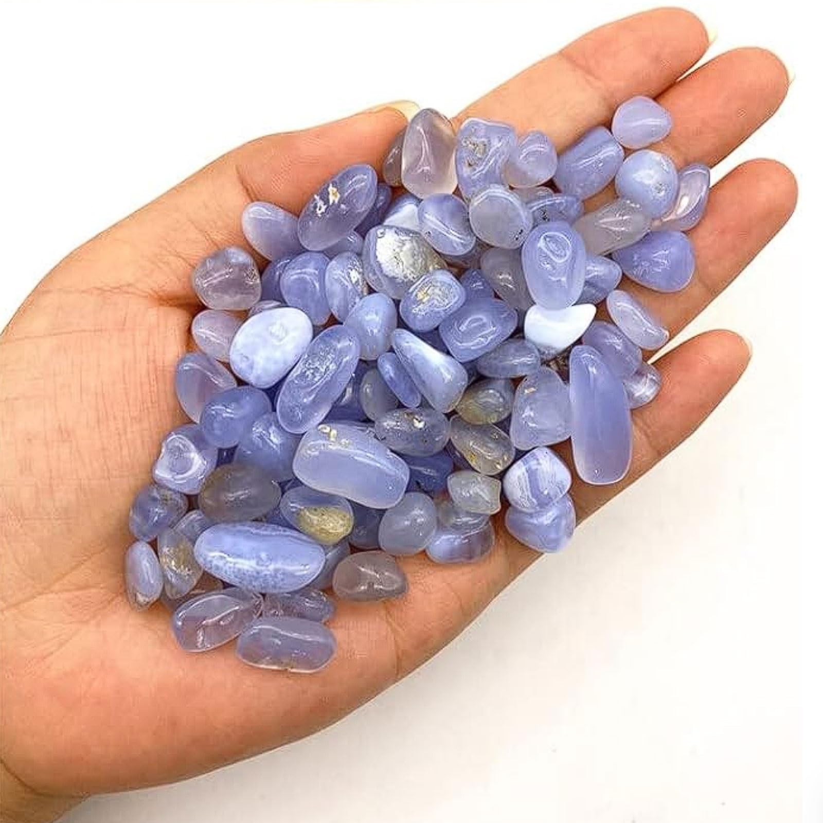 Pépites d'Agate Bleue Naturelle DIY Cristal Pierre pour Aquarium Décoration Paysagement Ornement Plante en Pot 500g 3-12mm(7-9mm (500g))