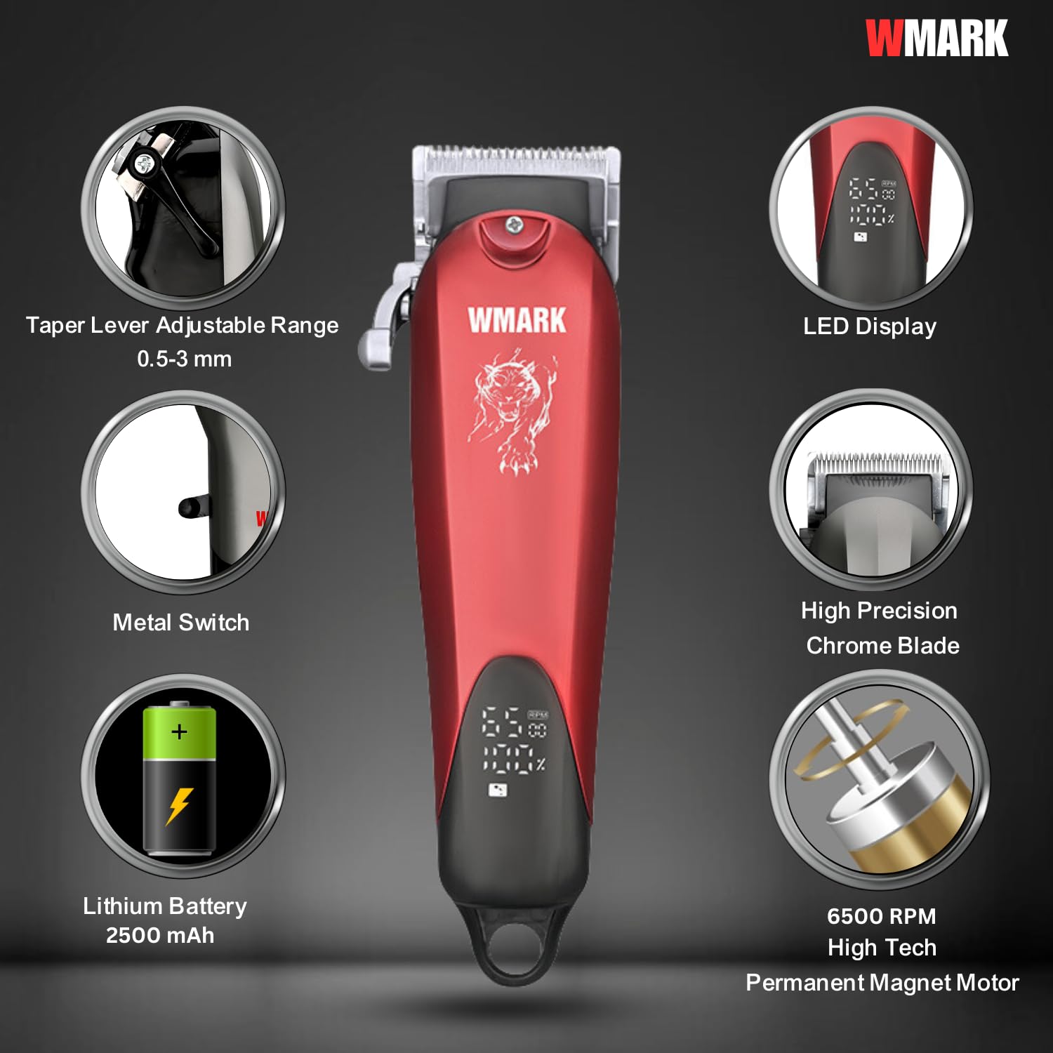 WMARK NG-103B Tiger Roar Professional Hair Clipper Digital Display