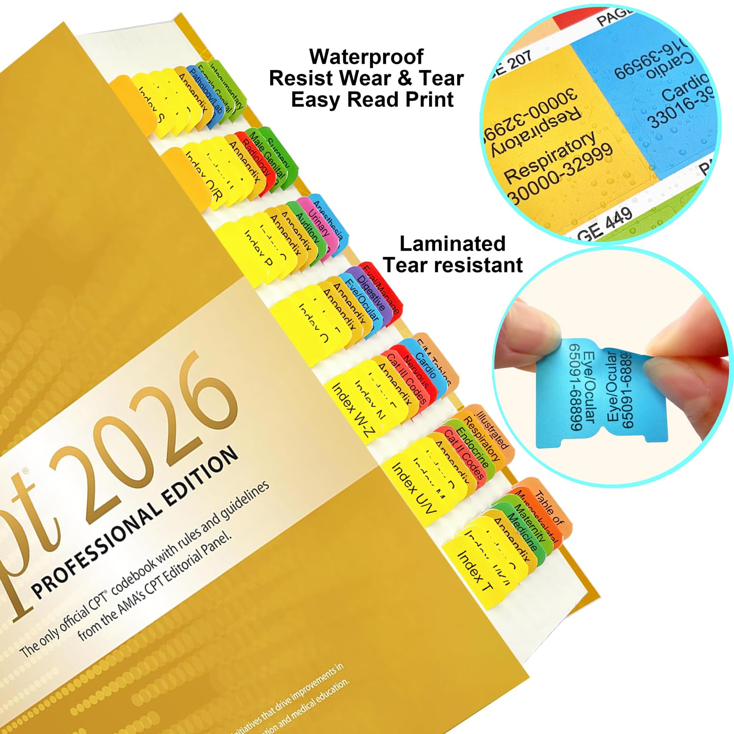 Onglets pour CPT 2024 Professional Edition. 72 onglets à code couleur et laminés, avec marqueurs de page, guide d'alignement et marque-page (livre non inclus)