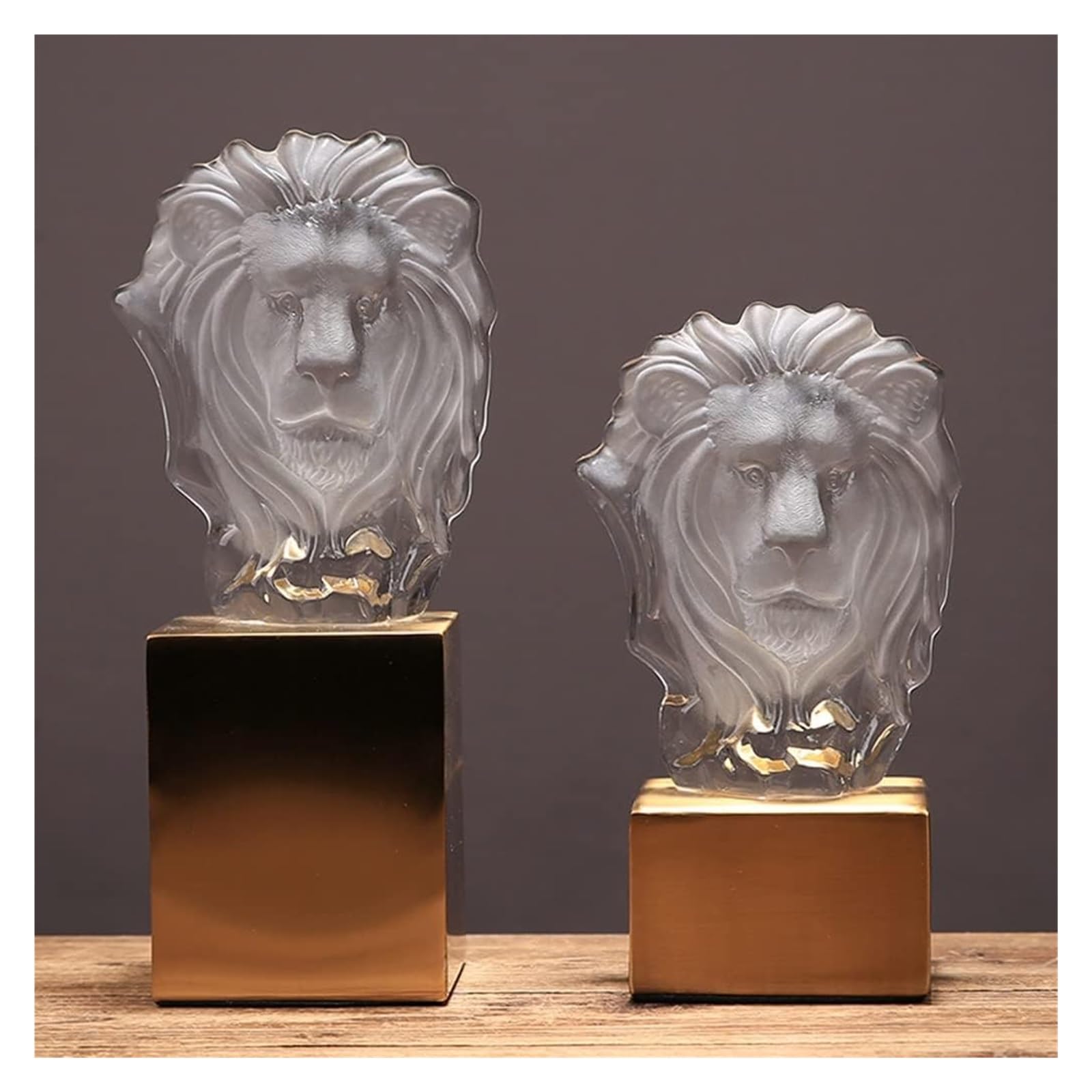 Statue Lion En Cristal Massif Fait Main - Sculpture Majestueuse 155x110x55 Mm, Idéal Décoration Maison & Bureau, Cadeau Élégant