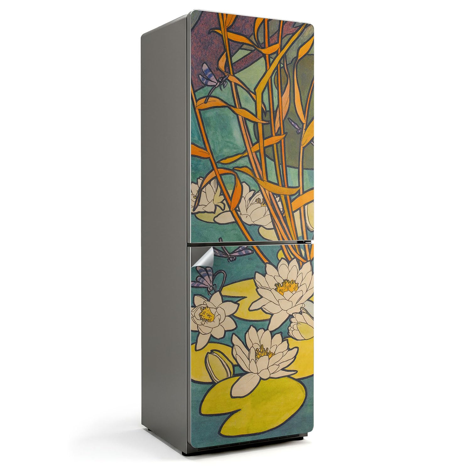 Stickers pour réfrigérateur 60x190 cm déco cuisine fleur autocollante