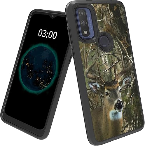 Funda para Moto G Power 2022 para Moto G Pure para Moto G Play 2023 con diseño de patrón de ciervos forestales, policarbonato duro de doble capa +