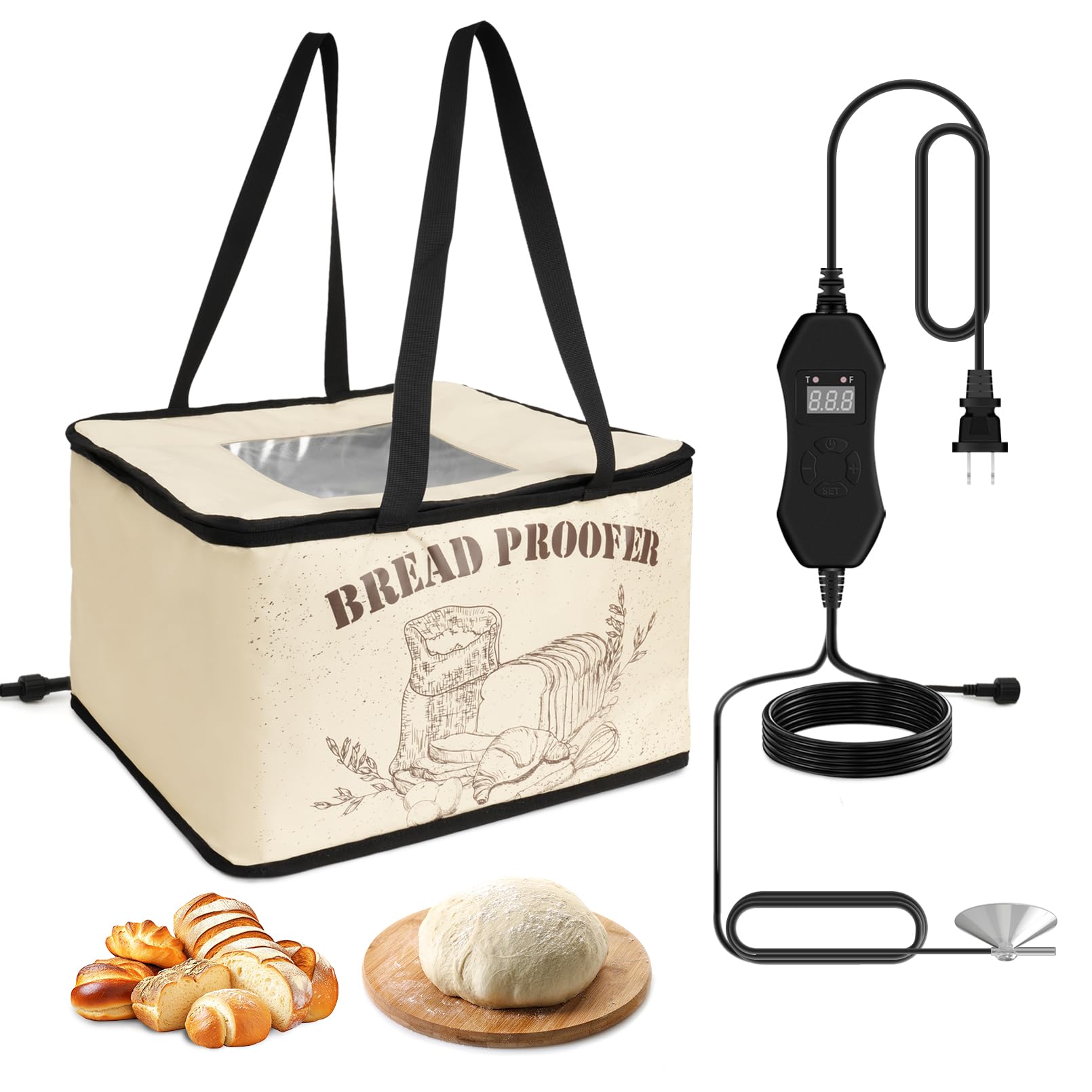 Hobychild Sourdough Bread Proofer Warming Box Foldable Bread Warming Mat Collapsible Proofing Box for Dough Yogurt Fermentation with Adjustable Temperature & Timer Controller