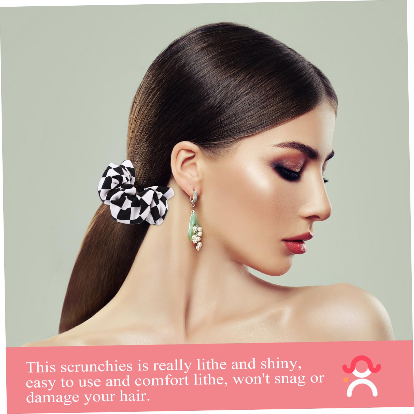 IWOWHERO 2pcs Checkered Hair Scrunchies Elastic Hair Ties for Women Chessboard Pattern Decorative Accessories for All Types for Parties and Daily Wear - Image 3