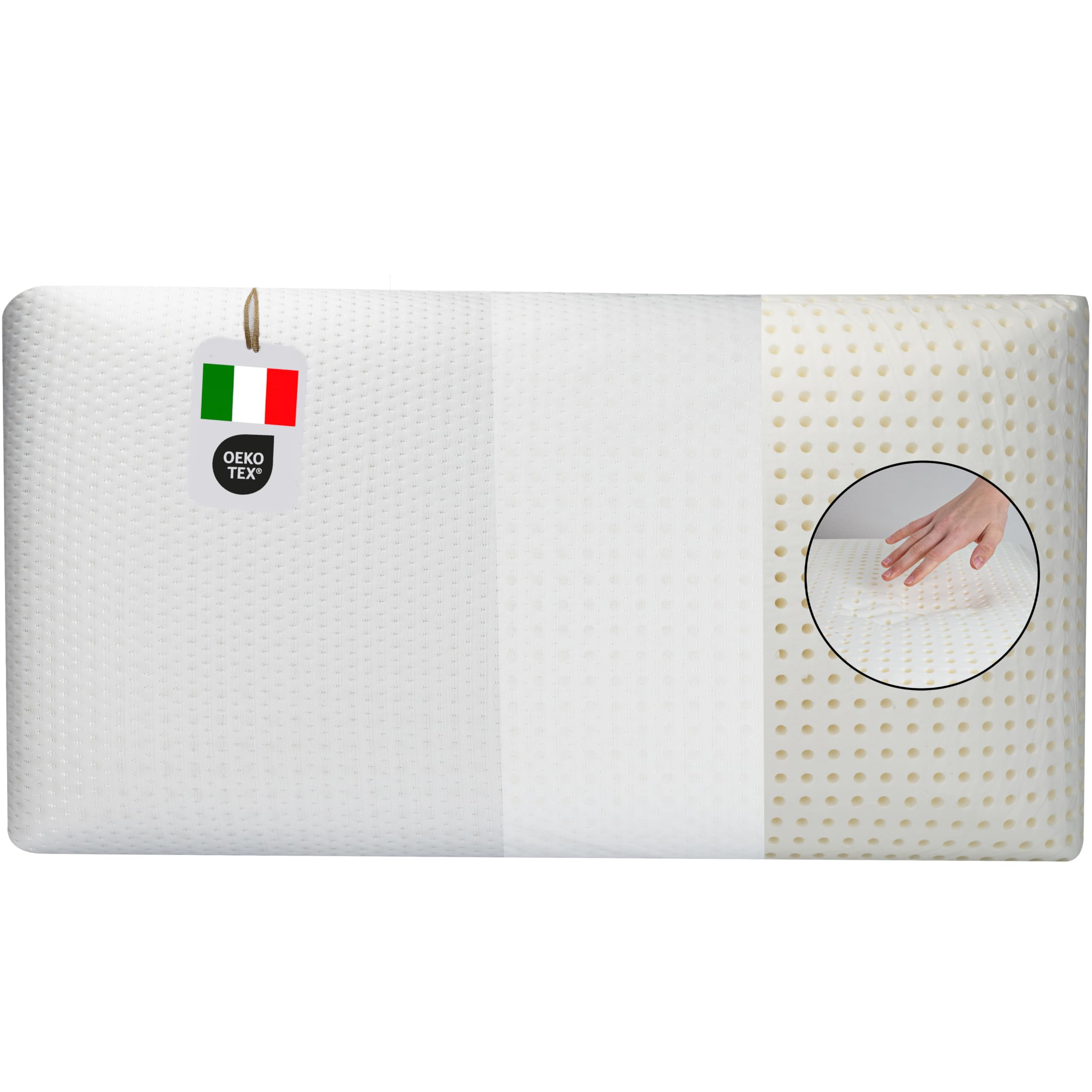 Supply24 since 2004 Orthopädisches 80x40 cm Gelschaum Kopfkissen – Made in Italy | Atmungsaktiv mit Klimabohrungen | Feiner Baumwollbezug & bequemer Polyester-Außenbezug (Weiß, Höhe: 9 cm)