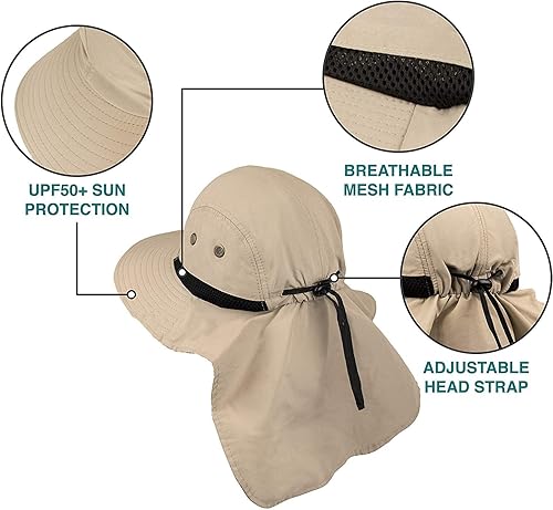 Miniatura 3 de Boonie - Sombrero de ala ancha para hombre, diseño de ala ancha, sombrero de cubo para el sol, safari, jardín al aire libre