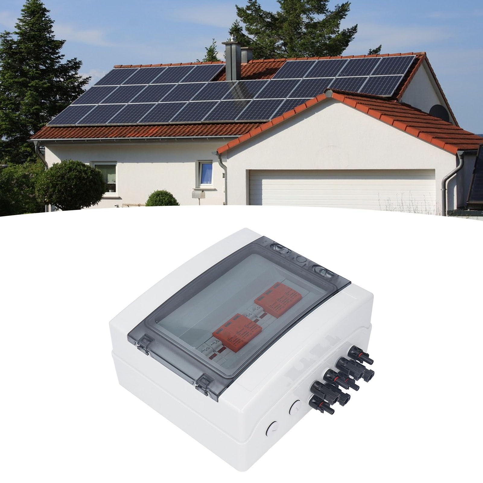 Marhynchus Skrzynka Sumująca PV – Wodoszczelna Skrzynka Przyłączeniowa do Instalacji Fotowoltaicznych (IP65) z Układem 2 Wejścia / 2 Wyjścia, Wyposażona w Bezpiecznik 15 A Oraz Og (500 V DC)