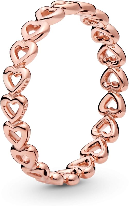 Pandora Moments Women's 14k Rose Gold-Plated Band of Hearts Ring