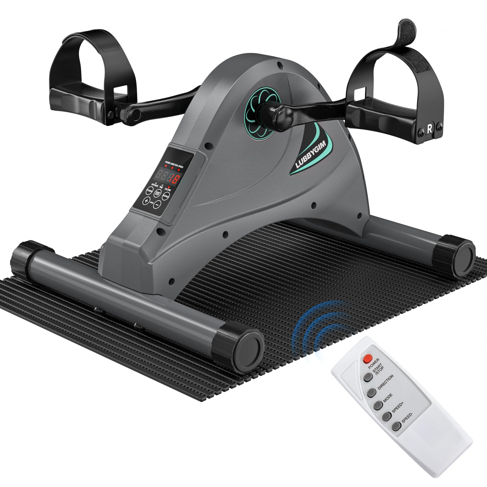 Mini Exercise Bike, Under Desk Bike Pedal Exerciser for Seniors & Physical Therapy, Electric Motorized Foot Pedal Machine for Arm and Leg Fitness, 6 Speed Levels