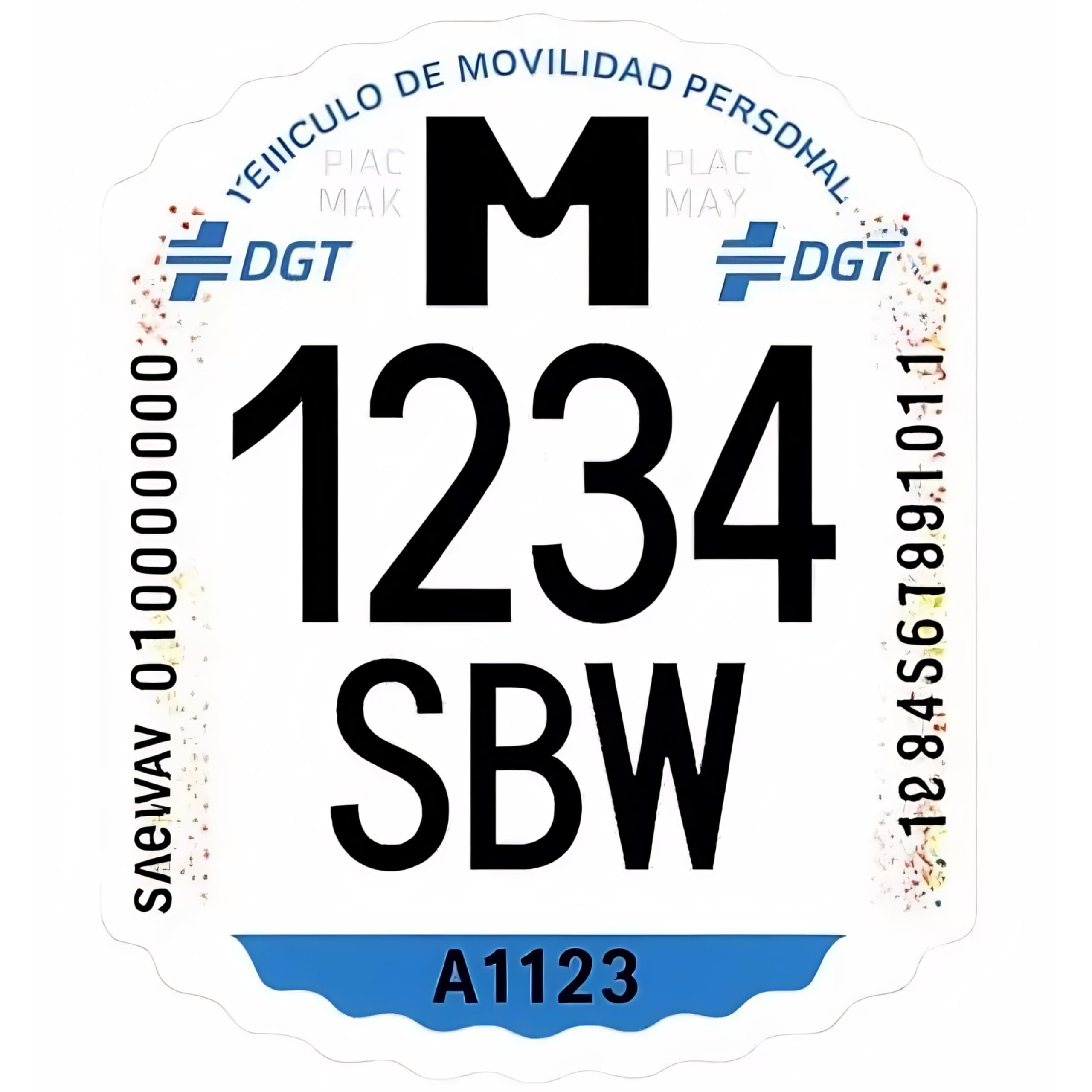 Matrícula Patinete Eléctrico VMP Homologada DGT 2026 – Etiqueta Adhesiva Identificativa Personalizada con Tus Datos – Obligatoria Vehículos Movilidad Personal – Evita Multas