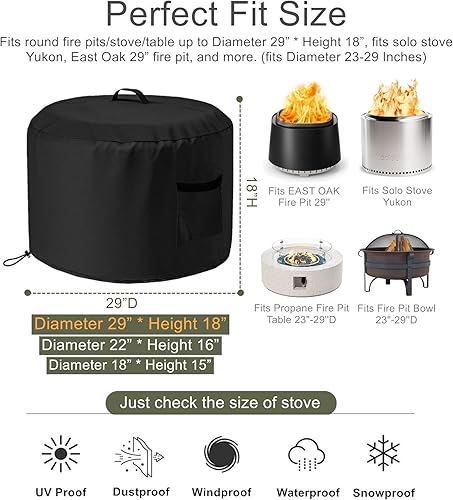 Miniatura 9 de Falezern Cubierta redonda para hoguera sin humo para exteriores, de 18 pulgadas, impermeable, compatible con Solo Stove Ranger y más