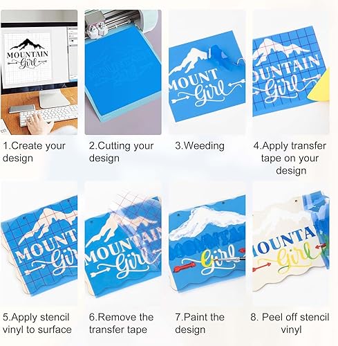 Miniatura 2 de HTVRONT Stencil - Vinilo adhesivo permanente, 12 pulgadas x 50 pies, color azul claro, compatible con máquina de corte Cricut y máquina Silhouette