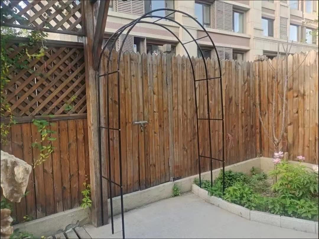 Arco da giardino in metallo per rose traliccio in acciaio zincato, larghezza 120-350 cm, profondità 50 cm, nero, supporto per piante rampicanti e rose (B160 x H220 cm)