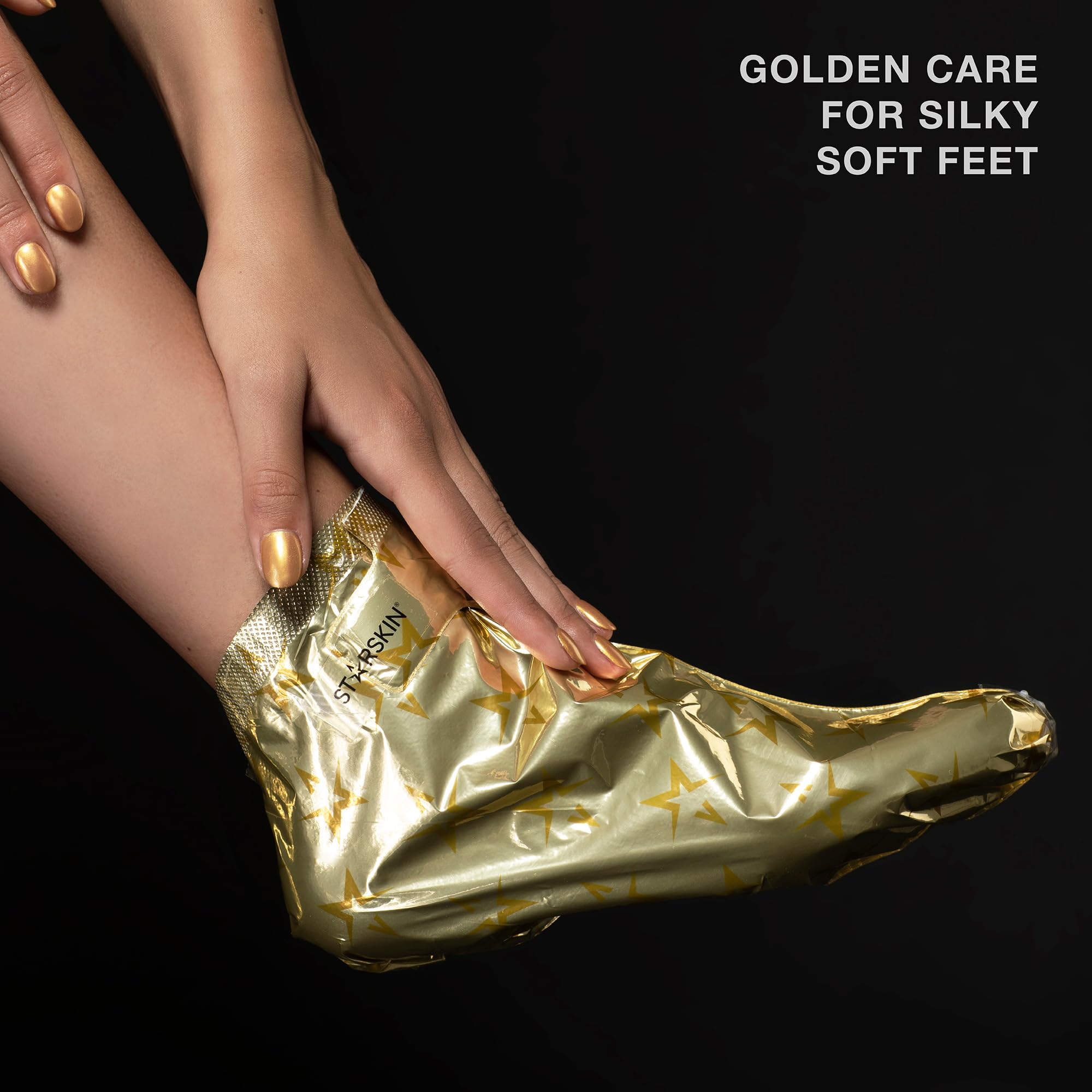STARSKIN VIP Gold Fußmaske, 4x16g, Pflegende Feuchtigkeitsmaske mit Sheabutter und Rosenöl, Koreanische Hautpflege