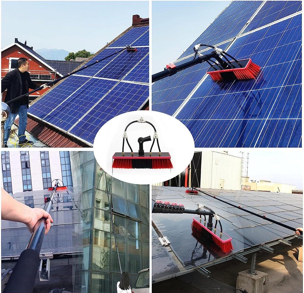 Solarpanel Reinigungsstange, wassergespeiste ausziehbare Bürste, geeignet für die Reinigung von Wintergarten-Dächern, Photovoltaik-Modulen, Reinigung von Photovoltaik 50cm Brush,7.2m