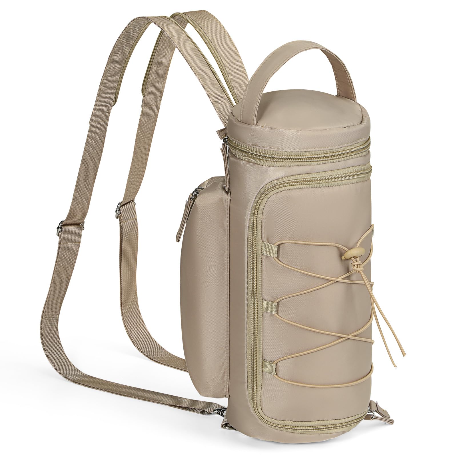 Nuovoware Water Bottle Holder with Strap, 25oz/32oz/40oz/50oz Water Bottle Carrier with Zippered Cap, 2 Pockets, Adjustable Shoulder Strap Carrier for